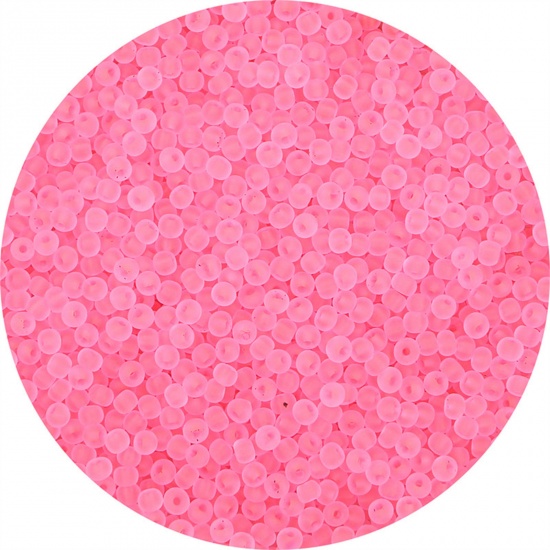 Picture of Glass Seed Beads Round Rocailles Dark Pink Frosted Colorful About 3mm Dia., 20 Grams ( 440 PCs/Packet)