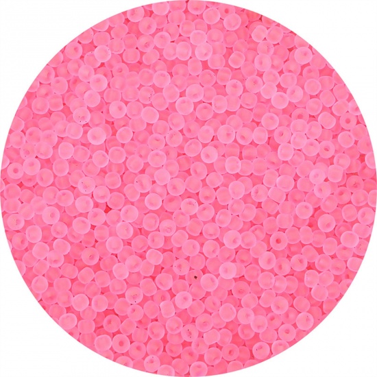 Immagine di Vetro Seme Perline Round Rocailles Rosa Scuro Smerigliato Colorato Per 3mm Dia., 20 Grammi ( 440 Pz/Pacchetto)