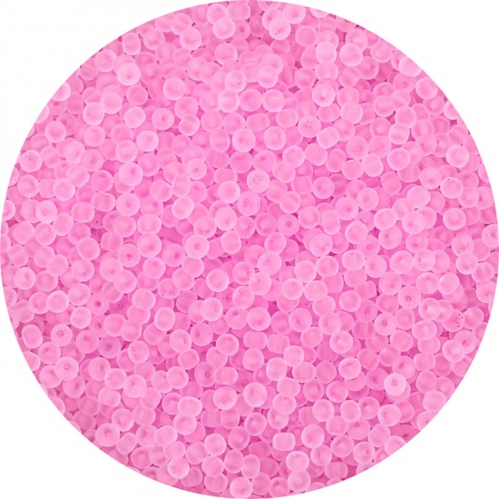 Picture of Glass Seed Beads Round Rocailles Pink Frosted Colorful About 3mm Dia., 20 Grams ( 440 PCs/Packet)