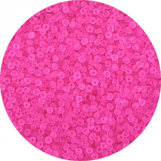 Picture of Glass Seed Beads Round Rocailles Light Fuchsia Frosted Colorful About 3mm Dia., 20 Grams ( 440 PCs/Packet)