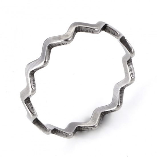 Bild von 304 Edelstahl Uneinstellbar Ring Silberfarbe Welle Rollen polieren 16.7mm（US Größe:6.25), 5 Stück