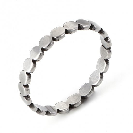 Bild von 304 Edelstahl Uneinstellbar Ring Silberfarbe Oval Rollen polieren 16.7mm（US Größe:6.25), 5 Stück