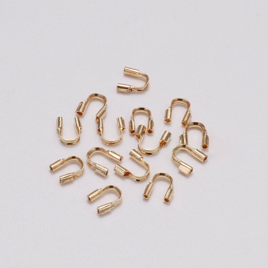 Picture of 300 PCs Copper Wire Protectors Arched KC Gold Plated 4mm x 4mm