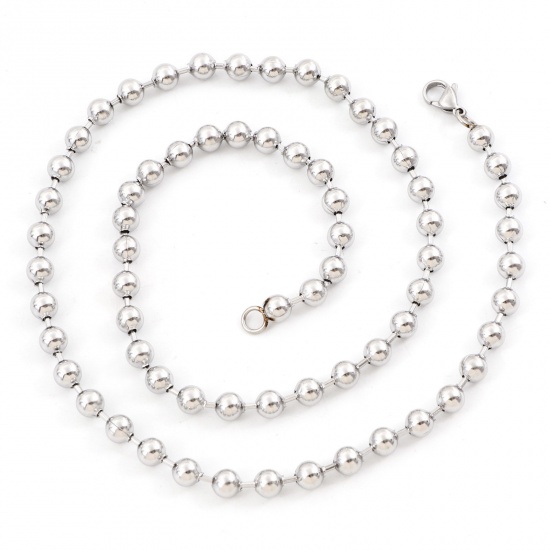 Picture of Eco-friendly 304 Stainless Steel Ball Chain Necklace Silver Tone Round 60cm(23 5/8") long, 1 Piece
