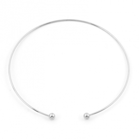 Picture of Eco-friendly 304 Stainless Steel Necklace Silver Tone Round 41.5cm(16 3/8") long, 1 Piece