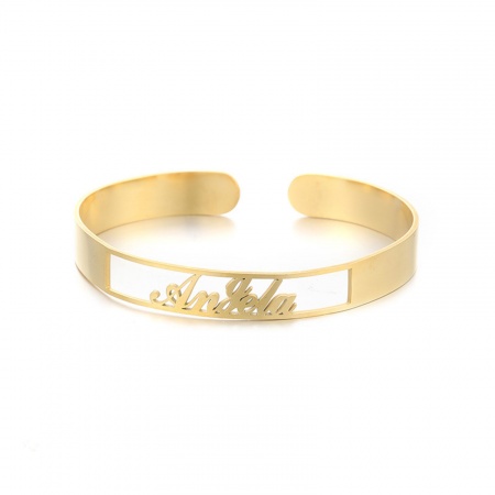 Picture of 304 Stainless Steel Customized Name Bracelets Personalized Letter Charm Pendant Gold Plated 18cm(7 1/8") long, 1 Piece