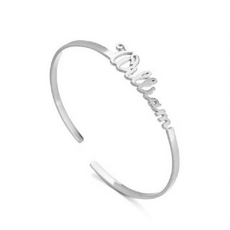 Picture of 304 Stainless Steel Customized Name Bracelets Personalized Letter Charm Pendant Silver Tone 18cm(7 1/8") long, 1 Piece