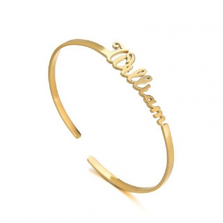 Picture of 304 Stainless Steel Customized Name Bracelets Personalized Letter Charm Pendant Gold Plated 18cm(7 1/8") long, 1 Piece