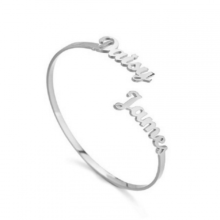 Picture of 304 Stainless Steel Customized Name Bracelets Personalized Letter Charm Pendant Silver Tone 18cm(7 1/8") long, 1 Piece