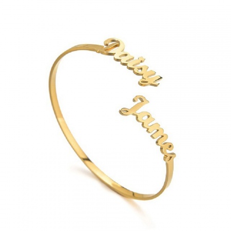 Picture of 304 Stainless Steel Customized Name Bracelets Personalized Letter Charm Pendant Gold Plated 18cm(7 1/8") long, 1 Piece