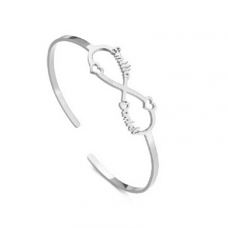 Picture of 304 Stainless Steel Customized Name Bracelets Personalized Letter Charm Pendant Silver Tone 18cm(7 1/8") long, 1 Piece