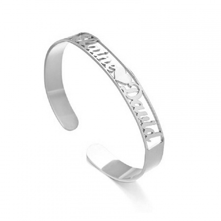 Picture of 304 Stainless Steel Customized Name Bracelets Personalized Letter Charm Pendant Silver Tone 18cm(7 1/8") long, 1 Piece