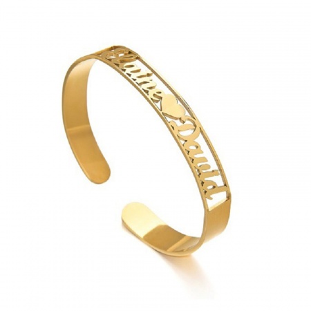 Picture of 304 Stainless Steel Customized Name Bracelets Personalized Letter Charm Pendant Gold Plated 18cm(7 1/8") long, 1 Piece