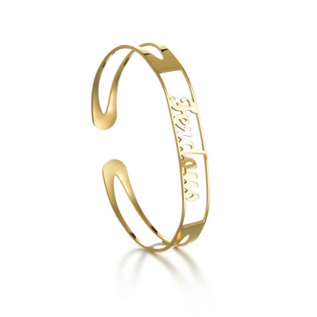 Picture of 304 Stainless Steel Customized Name Bracelets Personalized Letter Charm Pendant Gold Plated 18cm(7 1/8") long, 1 Piece