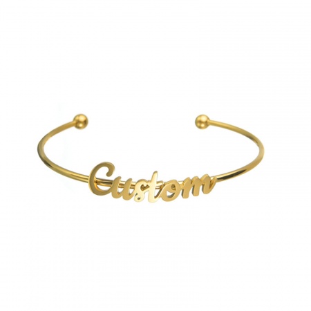 Picture of 304 Stainless Steel Customized Name Bracelets Personalized Letter Charm Pendant Gold Plated 18cm(7 1/8") long, 1 Piece