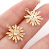 Picture of Brass Charms 18K Real Gold Plated Daisy Flower 3D Clear Cubic Zirconia 17.5mm x 15mm, 2 PCs