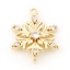 Immagine di Ottone Pendenti Charms Connettori Accessori Natale Fiocco di Neve 18K Vero Oro Placcato Trasparente Cubic Zirconiae 18mm x 13mm, 2 Pz