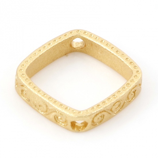 Immagine di Ottone Montatura Rombo Modello di S 18K Vero Oro Placcato (Adatto 8mm Perline) 12.5mm x 12mm, 5 Pz