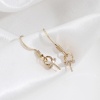 Bild von Messing Kappen Stift für Perlen 18K Echtgold plattiert Rund Micro Pave Nadelstärke: 0.8mm, Klar Zirkonia 9mm x 5mm, 2 Stück