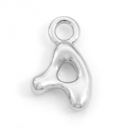 Immagine di Ottone Charms Lettera Vero Platino Placcato Lettere " A " 13mm x 8mm, 3 Pz