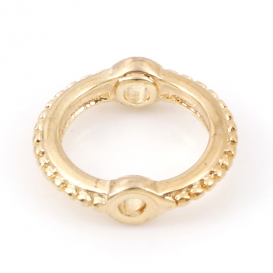 Immagine di Ottone Montatura Anello Polka Dot 18K Oro riempito (Adatto 5mm Perline) 9mm x 8mm, 5 Pz                                                                                                                                                                       