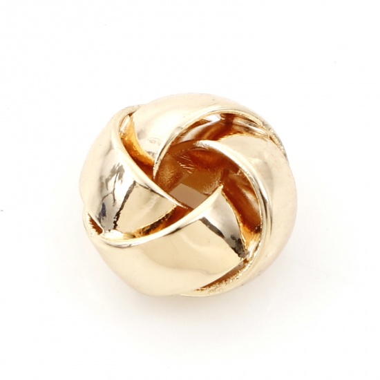 Bild von Messing Perlen für die DIY-Schmuckherstellung 18K Echtgold plattiert Strickball Etwa 9mm Dia., Loch: Ca 2.2mm, 3 Stück