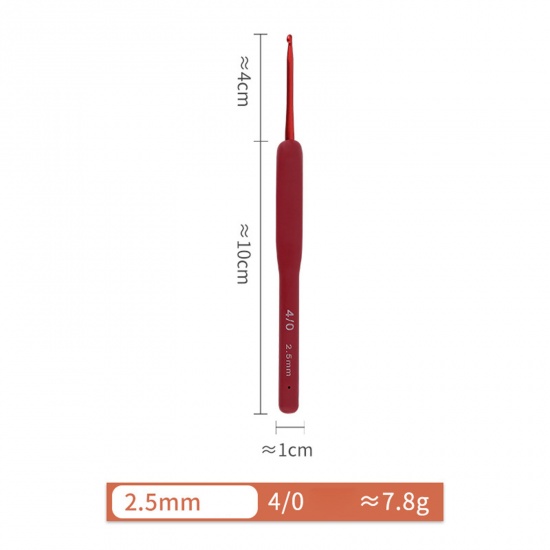 Изображение 2.5мм Алюминий(Без Кадмия)+Пластик Алюминиевые крючки для вязания Красный 14см длина, 1 ШТ