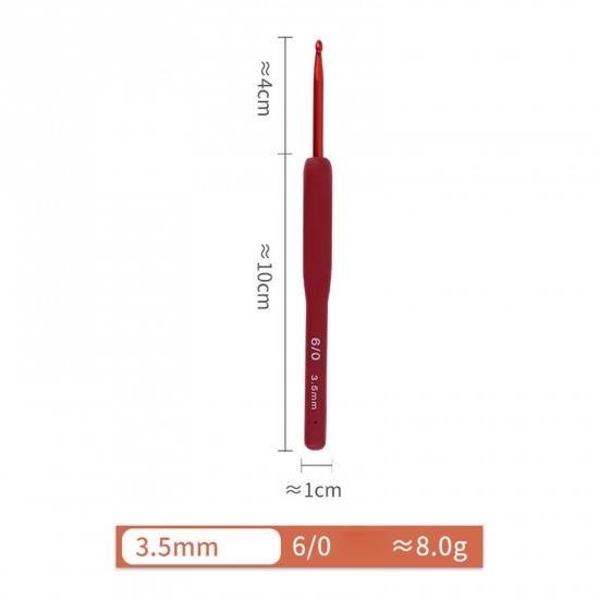 Изображение 3.5мм Алюминий(Без Кадмия)+Пластик Алюминиевые крючки для вязания Красный 14см длина, 1 ШТ