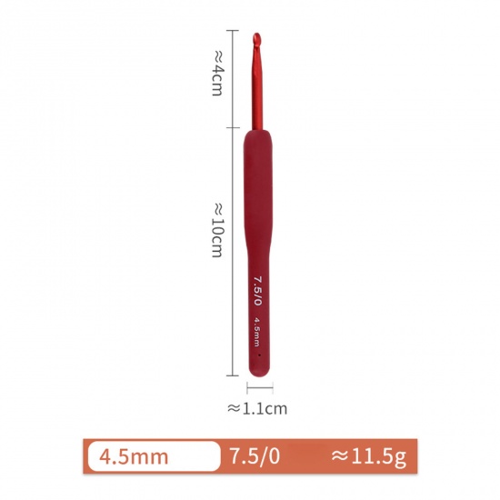 Изображение 4.5мм Алюминий(Без Кадмия)+Пластик Алюминиевые крючки для вязания Красный 14см длина, 1 ШТ