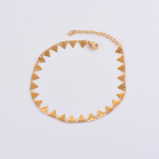 Picture of 304 Stainless Steel Handmade Link Chain Anklet 18K Gold Plated Triangle 21cm(8 2/8") long, 1 Piece