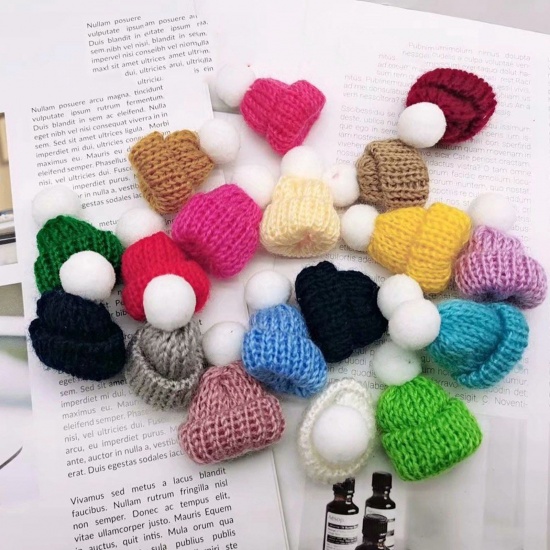Picture of Cotton Toy Doll Making At Random Mixed Color Hat 4.6cm x 3.1cm, 10 PCs