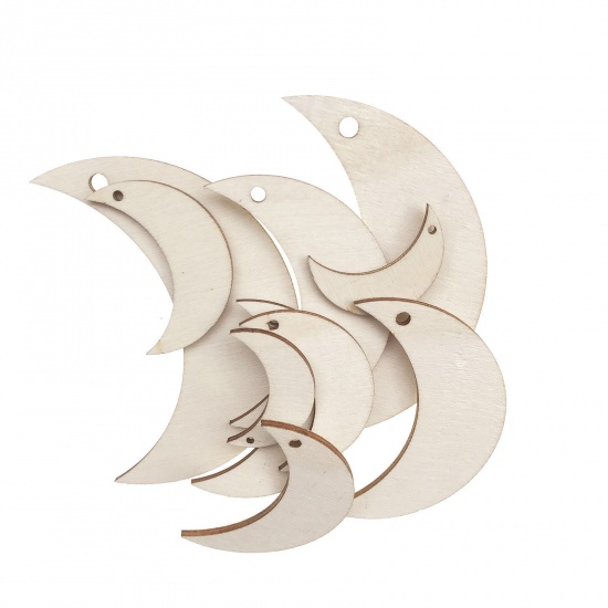 Immagine di Legno Accessori per materiali artigianali fatti a mano fai-da-te Naturale Luna 40mm, 1 Pacchetto ( 50 Pz/Pacchetto)