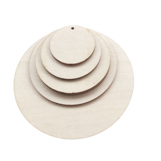 Picture of Wood DIY Handmade Craft Materials Accessories Natural Round 30mm Dia., 1 Packet ( 50 PCs/Packet)