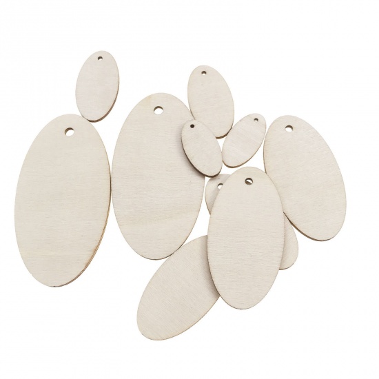 Picture of Wood DIY Handmade Craft Materials Accessories Natural Oval 50mm, 1 Packet ( 25 PCs/Packet)