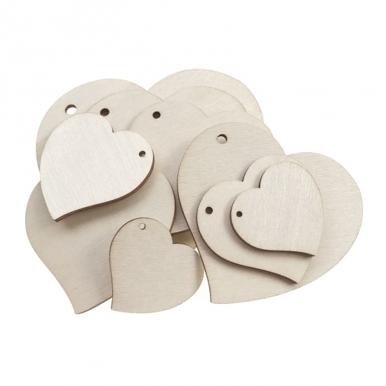 Picture of Wood DIY Handmade Craft Materials Accessories Natural Heart 40mm, 1 Packet ( 50 PCs/Packet)