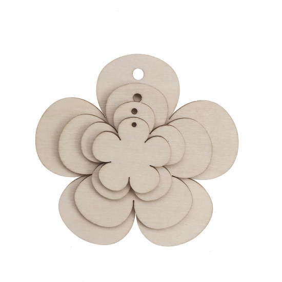 Immagine di Legno Accessori per materiali artigianali fatti a mano fai-da-te Naturale Fiore della Prugna 30mm, 1 Pacchetto ( 50 Pz/Pacchetto)