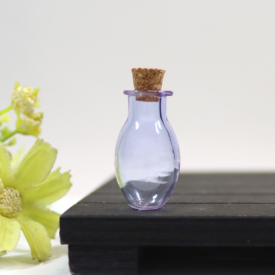 Изображение 2 ШТ Стеклянный Шар Бутылки Для ожерелья серьги кольца Овальные Фиолетовый 27мм x 15мм