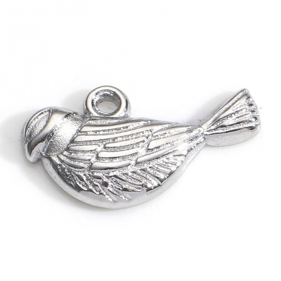 Immagine di 304 Acciaio Inossidabile Charms Uccello Tono Argento 3D 16mm x 9mm, 3 Pz
