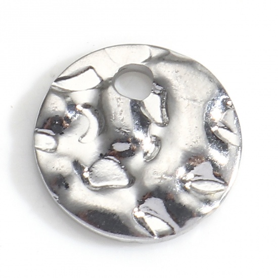 Picture of 304 Stainless Steel Geometry Series Charms Silver Tone Round 8mm Dia., 10 PCs