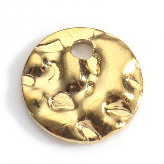 Picture of 10 PCs Eco-friendly PVD Vacuum Plating 304 Stainless Steel Geometric Charms 18K Gold Plated Round 8mm Dia.