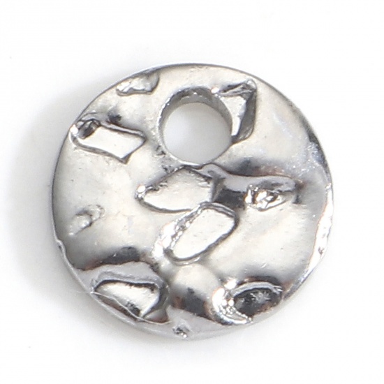 Picture of 304 Stainless Steel Geometry Series Charms Silver Tone Round 6mm Dia., 10 PCs