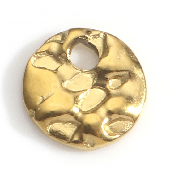 Picture of 10 PCs Eco-friendly PVD Vacuum Plating 304 Stainless Steel Geometric Charms 18K Gold Plated Round 6mm Dia.