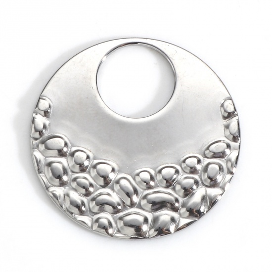 Imagen de 304 Acero Inoxidable Serie de Geometría Colgantes Charms Ronda Tono de Plata Arco 23mm Diámetro, 5 Unidades