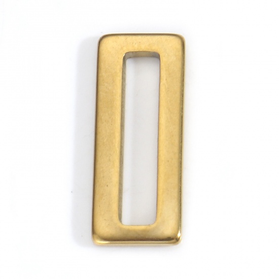 Picture of 304 Stainless Steel Geometry Series Connectors Charms Pendants 18K Gold Color Rectangle Hollow 20mm x 8mm, 5 PCs