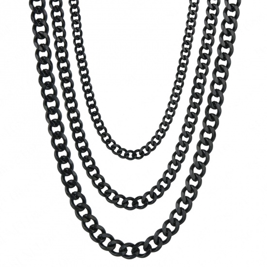 Immagine di 304 Acciaio Inossidabile Catena a Maglia Cubana Collana Nero 40cm Lunghezza, Dimensione della Catena 3mm, 1 Pz