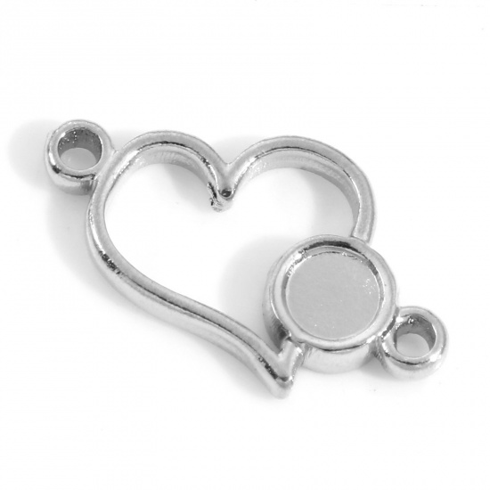 Image de Breloques en 304 Acier Inoxydable Placage Sous Vide Écologique Galaxie Cœur Argent Mat Cabochon Rapportable (Convenable à 4mm Dia) 19mm x 11mm , 3 Pcs
