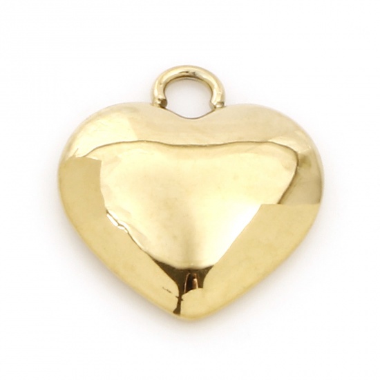 Picture of Eco-friendly PVD Vacuum Plating 304 Stainless Steel Valentine's Day Charms 18K Gold Plated Heart Cabochon Settings (Fits 10mmx8mm) 13mm x 12mm, 3 PCs