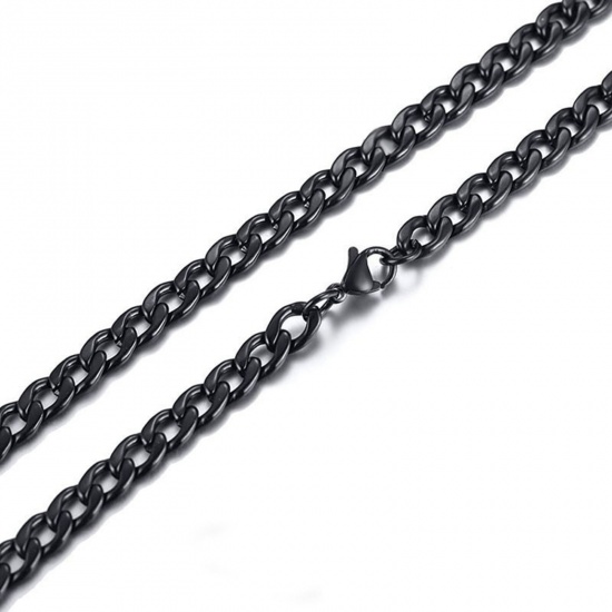 Immagine di 1 Pz 304 Acciaio Inossidabile Catena Singolare Collana Nero 50cm Lunghezza, Dimensione della Catena 3.5mm