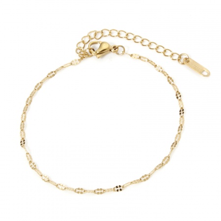 Picture of Wholesale 304 Stainless Steel Link Chain Bracelets, Gold Plated Vacuum Plating, Women's Minimalist Gift Jewelry Supply, 17cm(6.7") long, 1 Piece