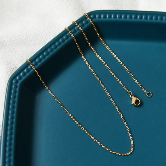 Immagine di 1 Pz 304 Acciaio Inossidabile Cavo Catena Collana 18K Oro riempito 50cm Lunghezza, Dimensione della Catena 1.5mm